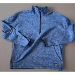 Victoria's Secret Pink Quarter Zip Pullover Sweatshirt Blue Women's Medium JBHS